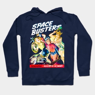 Battle Women Space Mars  Retro Busters Cover 1952 Vintage Comic Hoodie